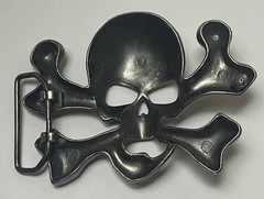 Skull Crossbones Pirate Metal Western Belt Buckle Vintage 1.5” Gothic Metal Head