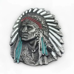 Native American Chief Belt Buckle 925 Antique Silver | Unpainted & For Painting