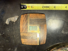 Vintage Belt Buckle With Wooden Brass and Stone Inlay
