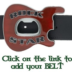 Rock Star Guitar Belt Buckle Chrome Metal Biker Rock Musician Music