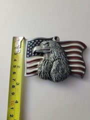 American Flag With Eagle Head Belt Buckle