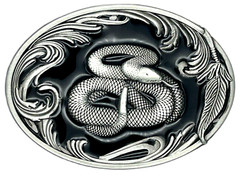 Rattlesnake Reptiles & Amphibians Black Enameled Belt Buckle New