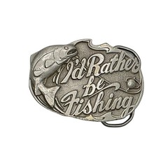 Vintage 1994 Great American Products Id Rather Be Fishing Belt Buckle Trout 523