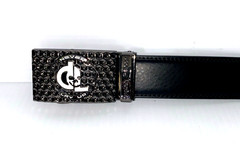 Golf Belt Leather w/Ratchet Buckle Removable Ball Marker Skull Reaper Black