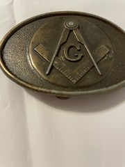 Vintage 1970s Masonic Freemason Brass Western Belt Buckle – Cowboy Style