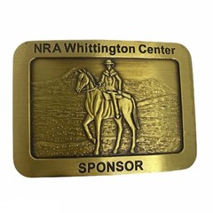 NRA Whittington Center Sponsor Brass Belt Buckle 3 1/2&Prime;×2 1/2&Prime; Country Western