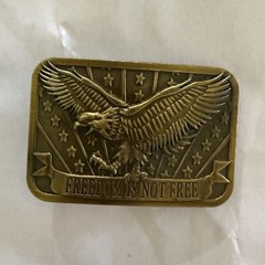 Sponsor Bronze Eagle Freedom Is Not Free Men&rsquo;s Belt Buckle 1.5in Clamp Antique