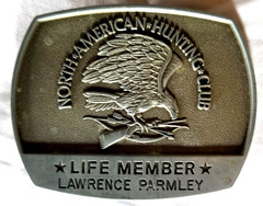 North American Hunting Club Life Member Belt Buckle Lawrence Parmley Eagle Rifle
