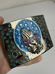 PRAYING HANDS BELT BUCKLE BOTTLE OPENER DEADSTOCK 187
