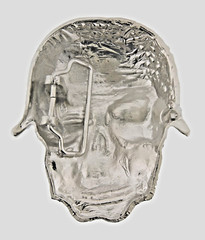 Skull Belt Buckles Men Women Rhinestones Vintage Star Silver Metal Pirate Horn