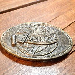 Vintage 1970s Schlitz Beer San Francisco Tooled Leather Belt with Buckle OOAK