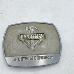 Vintage Belt Buckle Handyman Club Of America Life Member Brass Hammer 1996