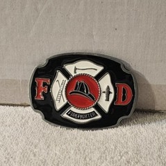 FIRE DEPARTMENT FIREFIGHTER AXE HELMET LADDER HYDRANT BELT BUCKLE