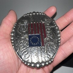 We The People Stainless Steel Heavy Duty USA Red Blue US Flag Belt Buckle