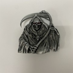 Red Enamel Grim Reaper Skull Belt Buckle Gurtelschnalle Boucle de ceinture
