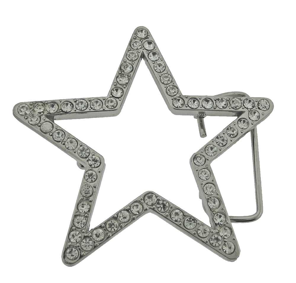 New Men Big Silver Metal Star Belt Buckle Rhinestone Blinged Style Cowgirl Rodel