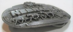 Vintage 1989 NEBRASKA Indian Chief & Stage Coach Belt Buckle X-44 Pewter UNUSED