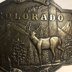 Wyoming Studio Art Works Deer Buck Stag James Lind Vintage Brass Belt Buckle