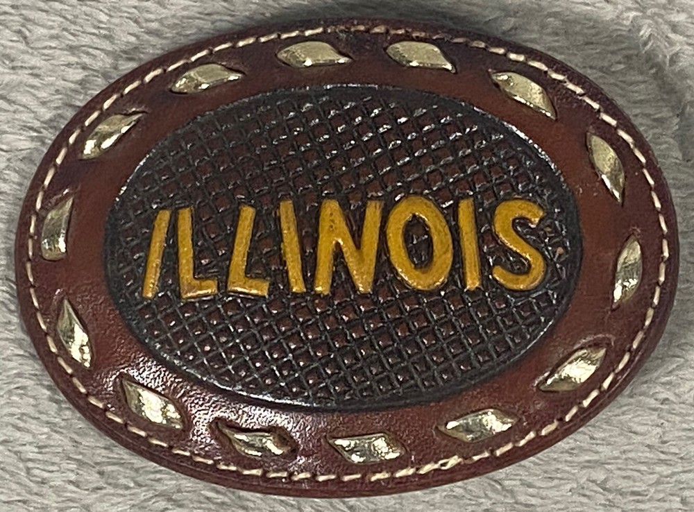 Illinois Leather With Silver Lace Belt Buckle 3-3/4&Prime; x 2-1/2&Prime; for 1-1/2&Prime; Belt