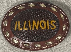 Illinois Leather With Silver Lace Belt Buckle 3-3/4&Prime; x 2-1/2&Prime; for 1-1/2&Prime; Belt