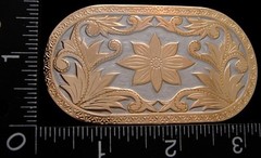 LI14111 *NOS* VINTAGE ***OBLONG SHAPE FLORAL DESIGN*** FASHION BELT BUCKLE