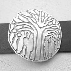 Tree of Life Belt Buckle Family Motif Round Antique Silver Symbolic Design