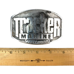 Vintage Tracker Marine Safety Award Curved Metal Belt Buckle