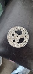 Silver Rhinestone Peace Sign Western Belt Buckle for Women, Metal, Shiny Round