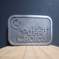 VTG Hit Line Belt Buckle Advertising Memorabilia « Gaines Puppy Choice »