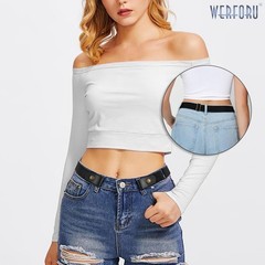 WERFORU 2 Pack No Buckle Stretch Belt For Pants Size 23&Prime;-30&Prime;, B-black-2