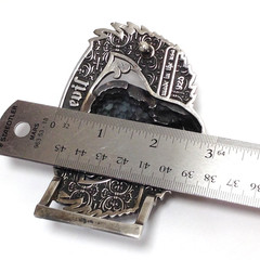 Skull & Wings Deliverance From Evil Belt Buckle Solid Sterling Silver 236.8g