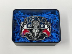 Texas Pride Belt Buckle with USA Flag Container – Western Belt Buckles for Men