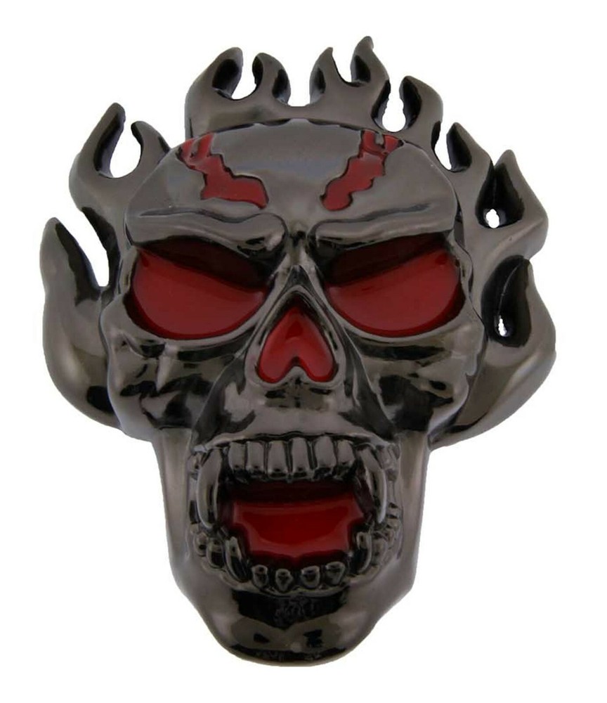 Flaming Skull Belt Buckle Goth Tattoo Halloween Secret Pocket Biker Big & Bulky