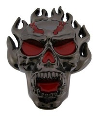 Flaming Skull Belt Buckle Goth Tattoo Halloween Secret Pocket Biker Big & Bulky