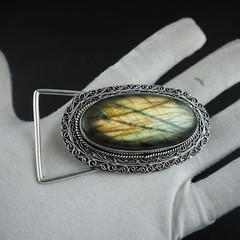 Belt Buckle Handcrafts With Labradorite Gemstone Western Belt Buckle For Men