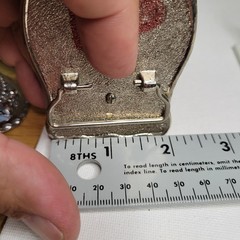 Vtg Silver Dollar Coin Gem Stone Holder Bezel Belt Buckle Black Inlay nos estate