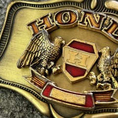Vintage Honda Belt Buckle Mens Gold Western Eagle Logo Rectangular 1978