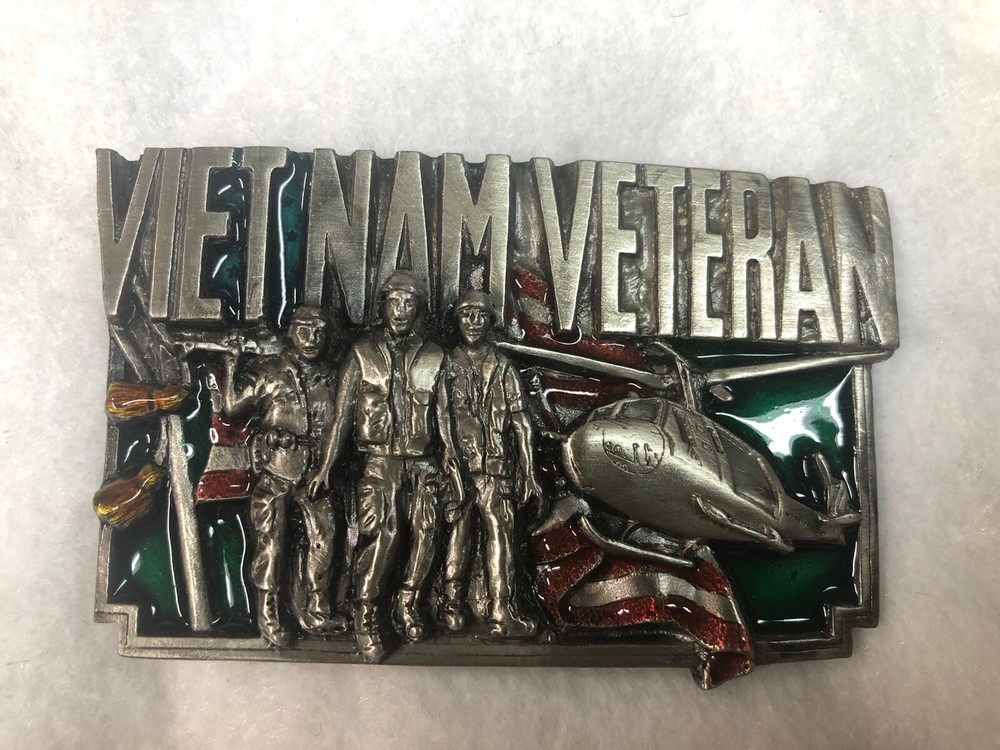 Vietnam Veteran Enameled Belt Buckle 1983 Bergamot Made In USA