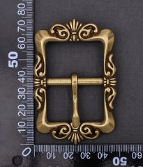 Retro Brass Flower Pin Center Bar Belt Buckle for Leather Belt Fit 33mm Strap