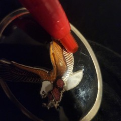 Vintage Soaring Eagle Bolo Black Enamel Silver Tone Oval Western Americana