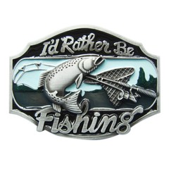 Vintage Style Rather Be Fishing Fish Belt Buckle also Stock in US