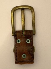 2 Vintage Brass Square & Oval Center Bar Pin Buckle for Belt Strap