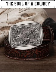 Belt Buckles for Men Women – Western Cowboy Belt Buckle American Flag and Eagle