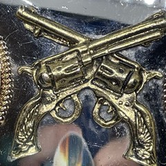 Western Belt Buckle Gun Pistol + Stones Metal (Silver Color) 3.5” x 2.5”