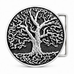 Belt Buckle Tree of Life World Tree 70mm Round Pewter 45mm Belt Yggdrasil Buckle