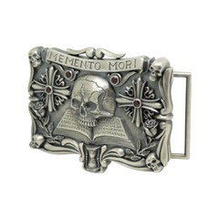 Handmade Sterling Silver Skull Mens Biker Belt Buckle Masonic мemento mori