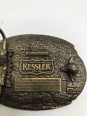 Vintage Belt Buckle Kessler Whiskey Spirit of Wisconsin Solid Brass Western