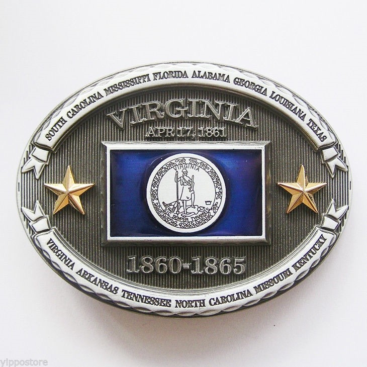 Virginia VA State Flag Western Metal Belt Buckle