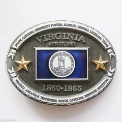 Virginia VA State Flag Western Metal Belt Buckle