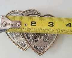 Vintage 70s DOUBLE HEARTS belt buckle W USA Butterfly Floral Golden Silver Tone